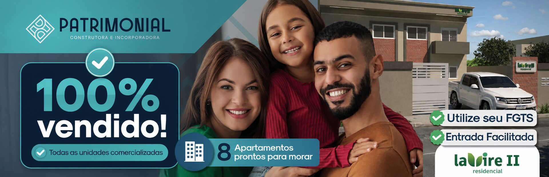 Banner Lavire II Residencial, 100% vendido